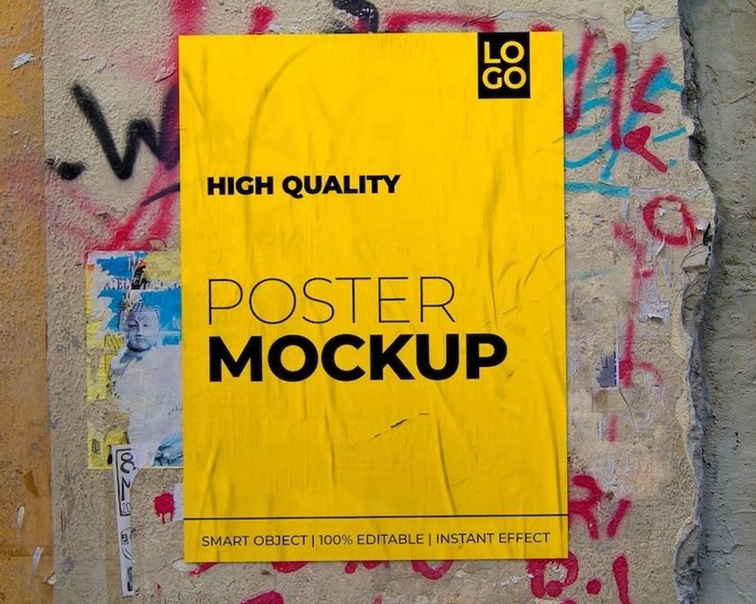 Free Realistic Wall Poster Mockup