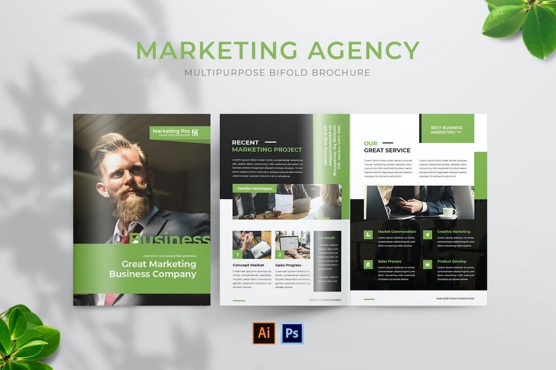 Marketing Agency Bifold Brochure Template