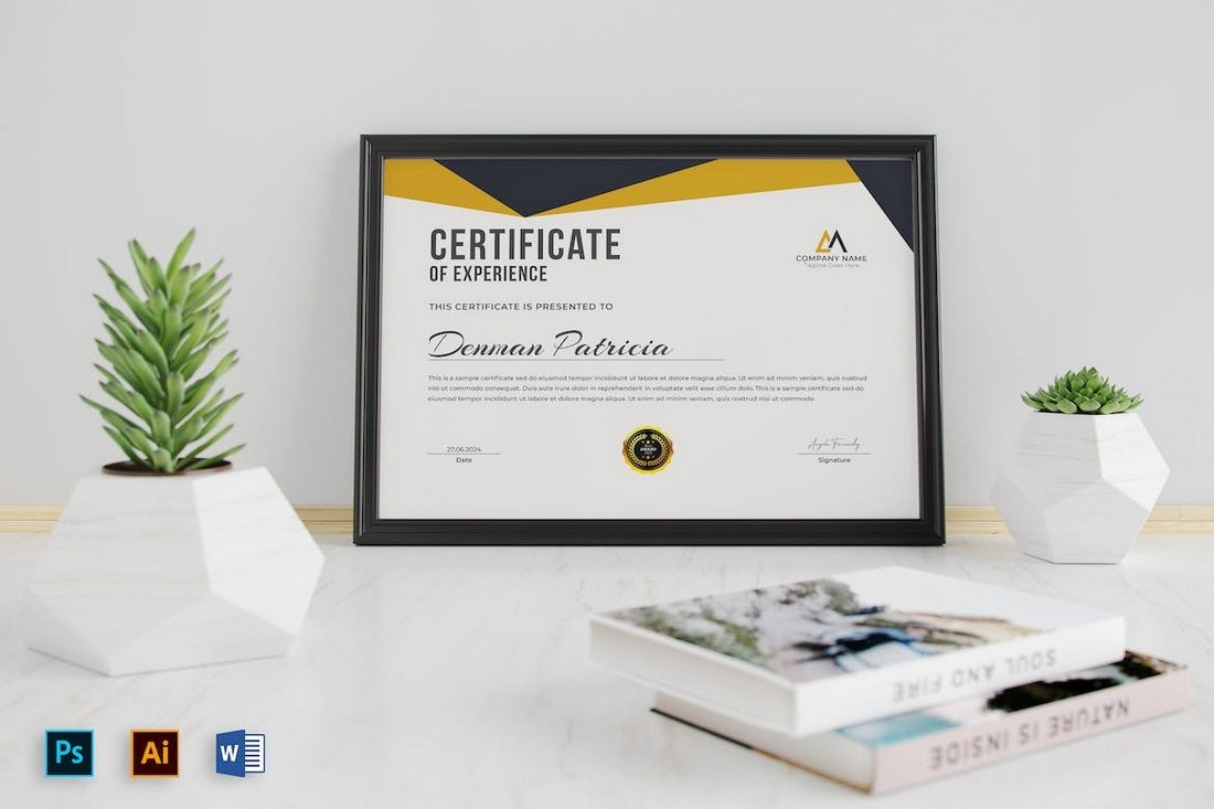 Minimal Award Certificate Template Word
