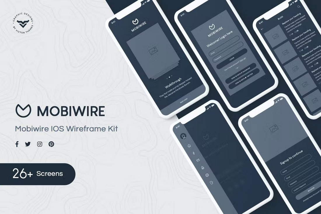 MobiWire - iOS Mobile App Wireframe Kit