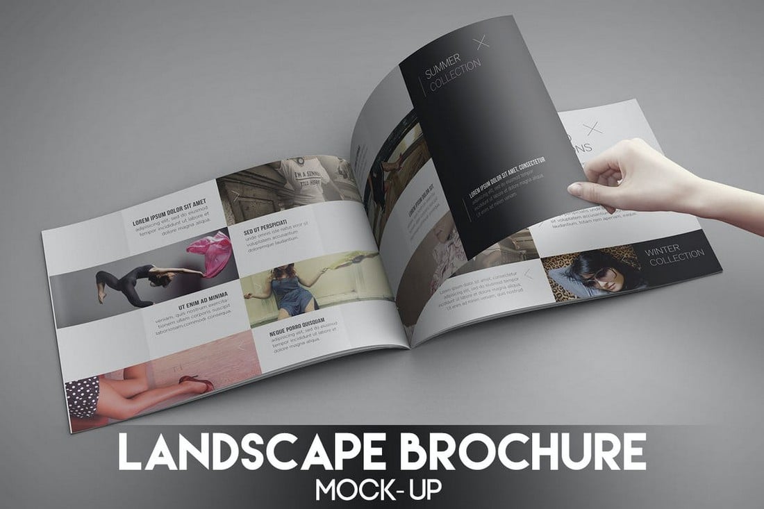 Page Turning Landscape Brochure Mockup