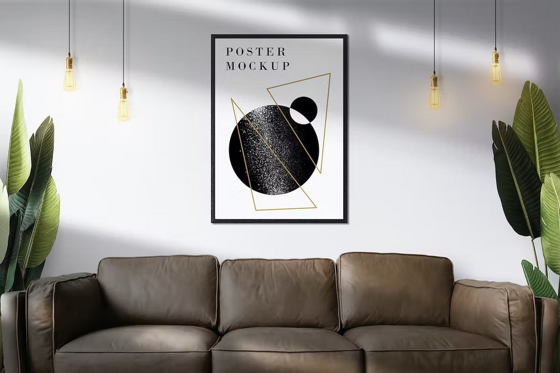 Poster Frame Mockup in Living Room