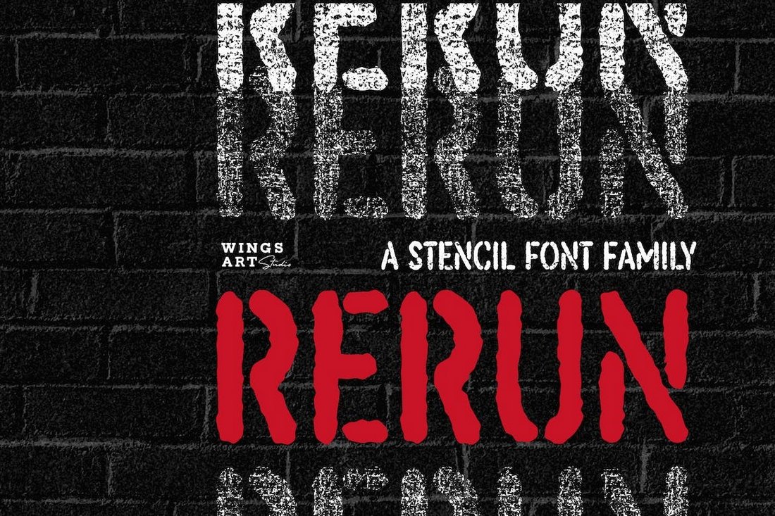 ReRun - Distressed Stencil Font Family