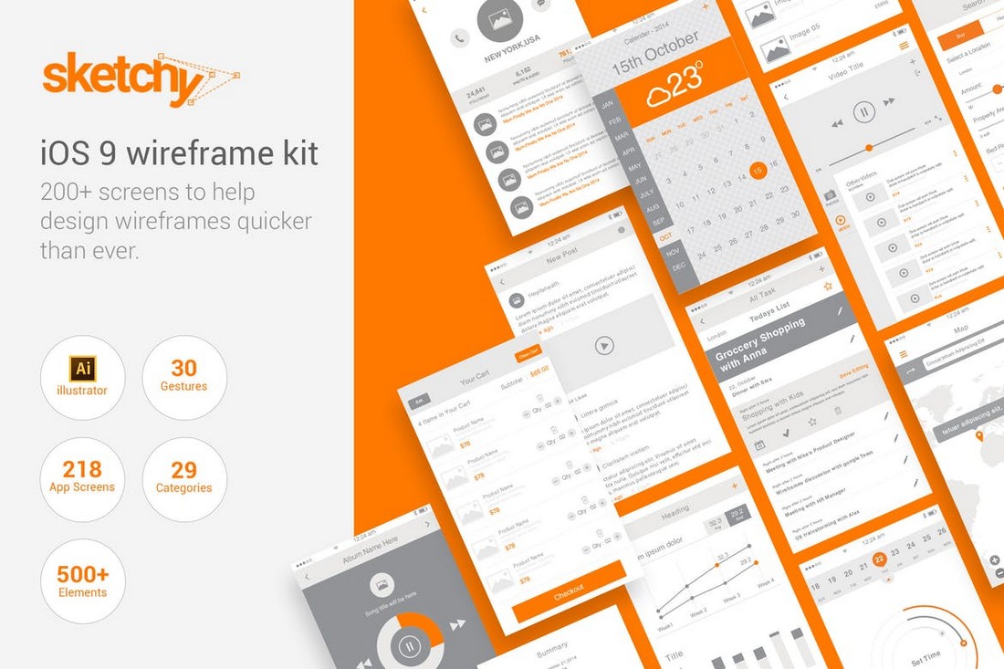 Sketchy - Creative iOS Wireframe Kit