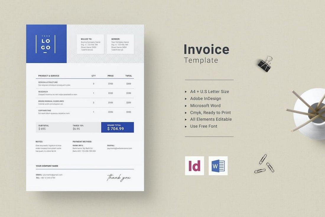 Stylish Invoice Template for InDesign