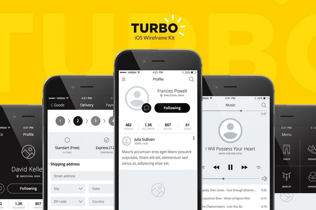 Turbo - iOS App Wireframe Kit